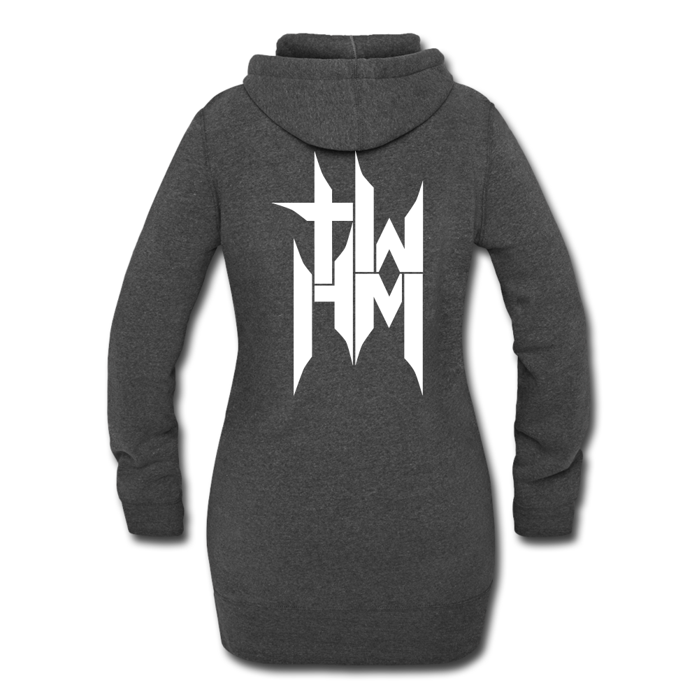 TWHM Full Logo White Letter Women's Hoodie Dress - heather black