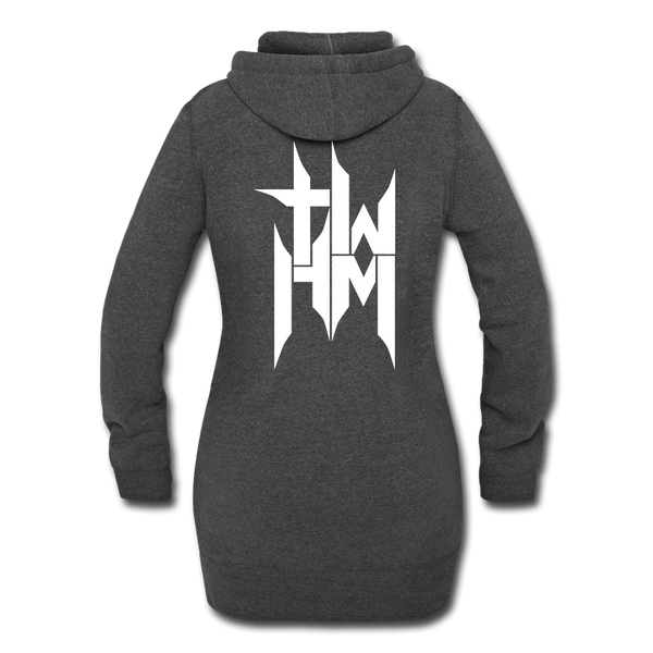 TWHM Full Logo White Letter Women's Hoodie Dress - heather black