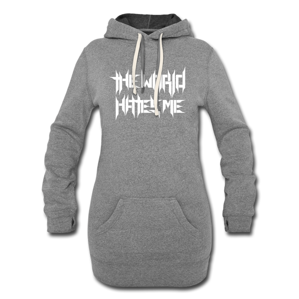 TWHM Full Logo White Letter Women's Hoodie Dress - heather gray