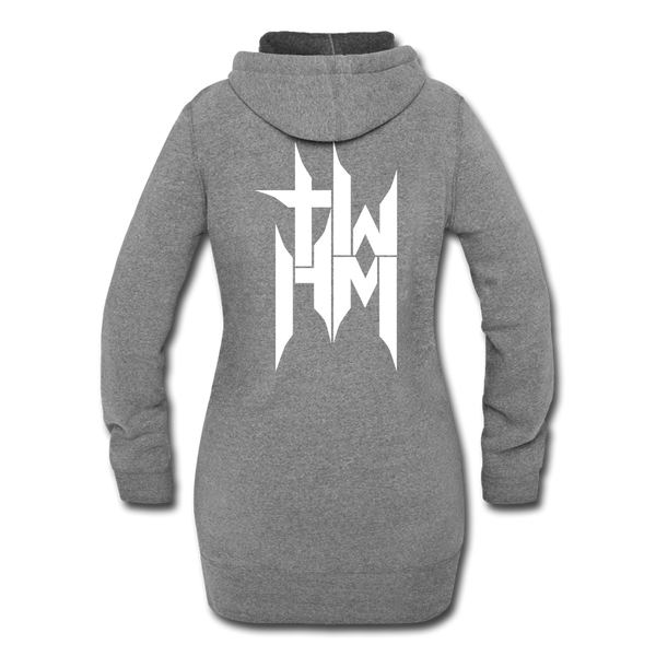 TWHM Full Logo White Letter Women's Hoodie Dress - heather gray