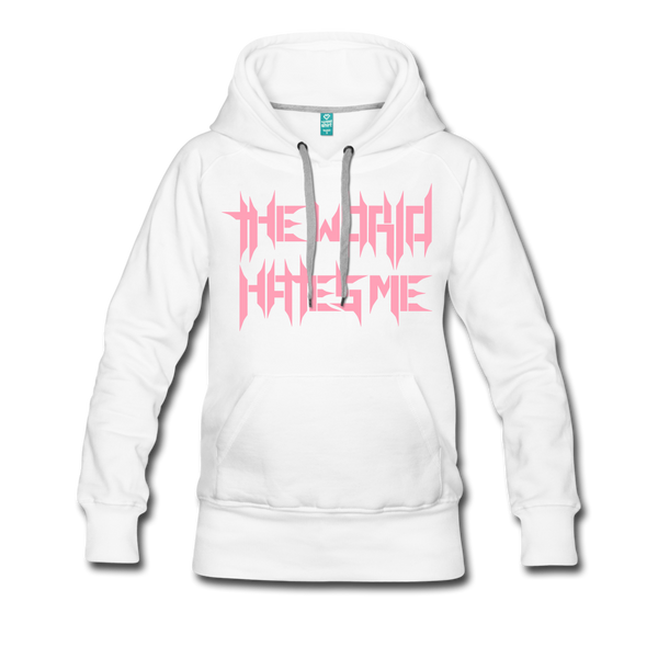TWHM Full Logo Pink Letter Women’s Premium Hoodie - white