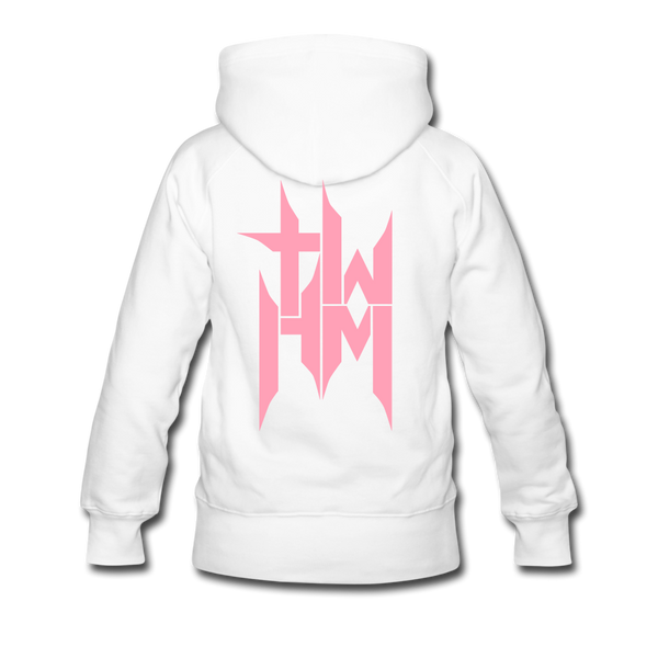 TWHM Full Logo Pink Letter Women’s Premium Hoodie - white