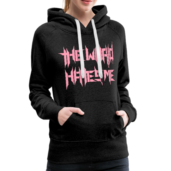 TWHM Full Logo Pink Letter Women’s Premium Hoodie - charcoal gray