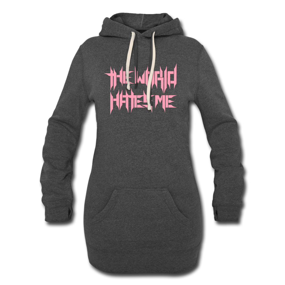 TWHM Full Logo Pink Letter Women's Hoodie Dress - heather black