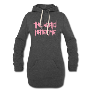 TWHM Full Logo Pink Letter Women's Hoodie Dress - heather black