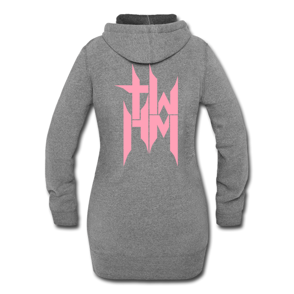 TWHM Full Logo Pink Letter Women's Hoodie Dress - heather gray