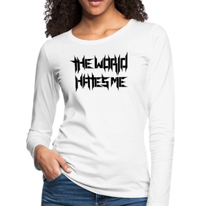 TWHM Full Logo Black Letter Women's Premium Long Sleeve T-Shirt - white