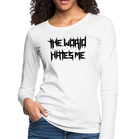 TWHM Full Logo Black Letter Women's Premium Long Sleeve T-Shirt - white