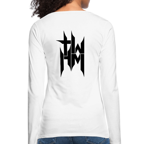 TWHM Full Logo Black Letter Women's Premium Long Sleeve T-Shirt - white