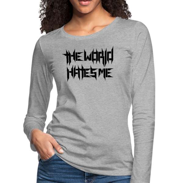 TWHM Full Logo Black Letter Women's Premium Long Sleeve T-Shirt - heather gray