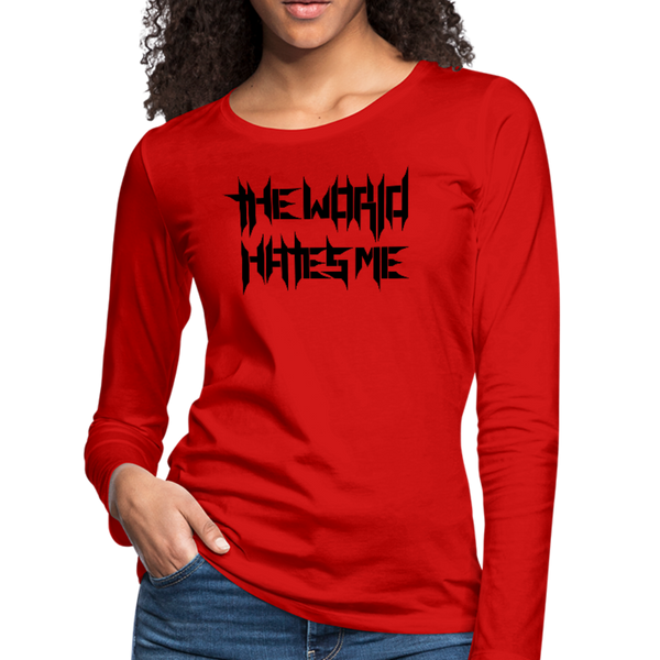 TWHM Full Logo Black Letter Women's Premium Long Sleeve T-Shirt - red