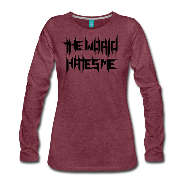 TWHM Full Logo Black Letter Women's Premium Long Sleeve T-Shirt - heather burgundy