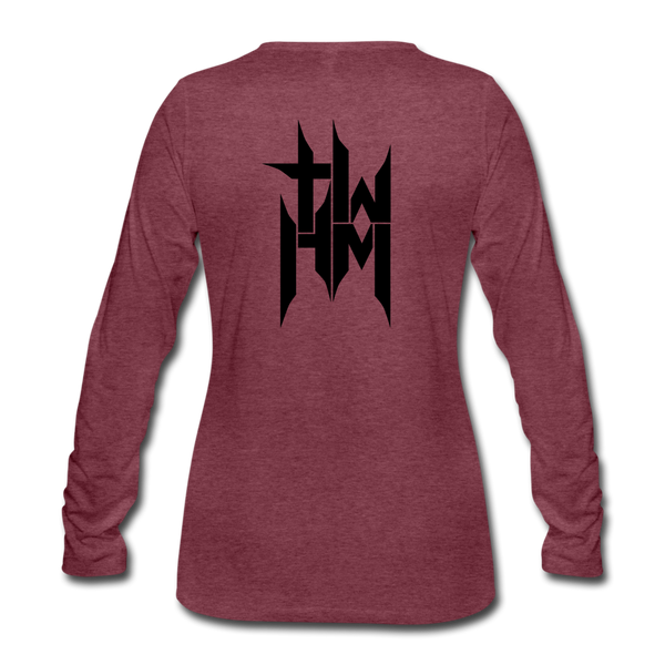 TWHM Full Logo Black Letter Women's Premium Long Sleeve T-Shirt - heather burgundy