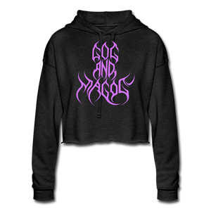 Gog And Magog Wing Design Cropped Hoodie - deep heather