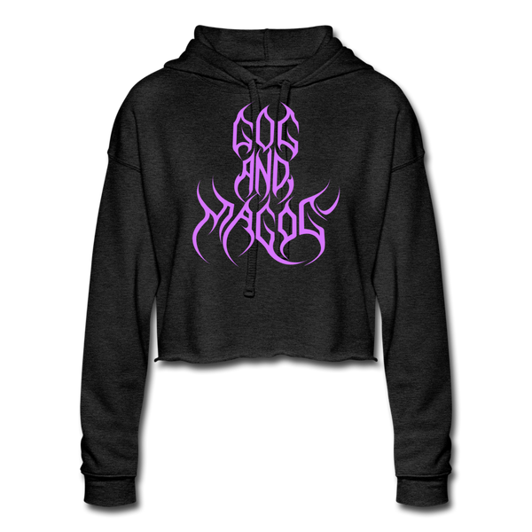 Gog And Magog Wing Design Cropped Hoodie - deep heather