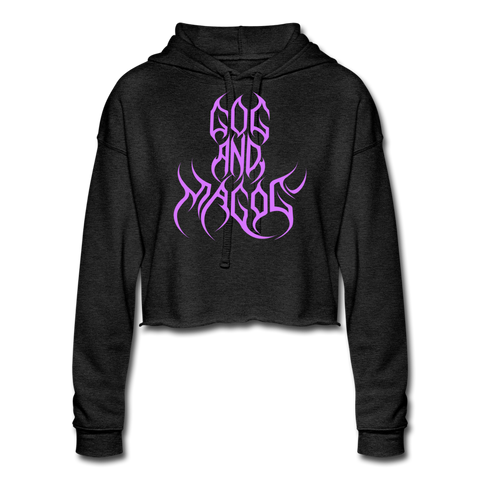 Gog And Magog Wing Design Cropped Hoodie - deep heather