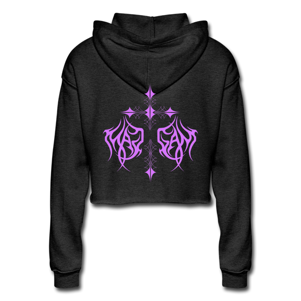 Gog And Magog Wing Design Cropped Hoodie - deep heather