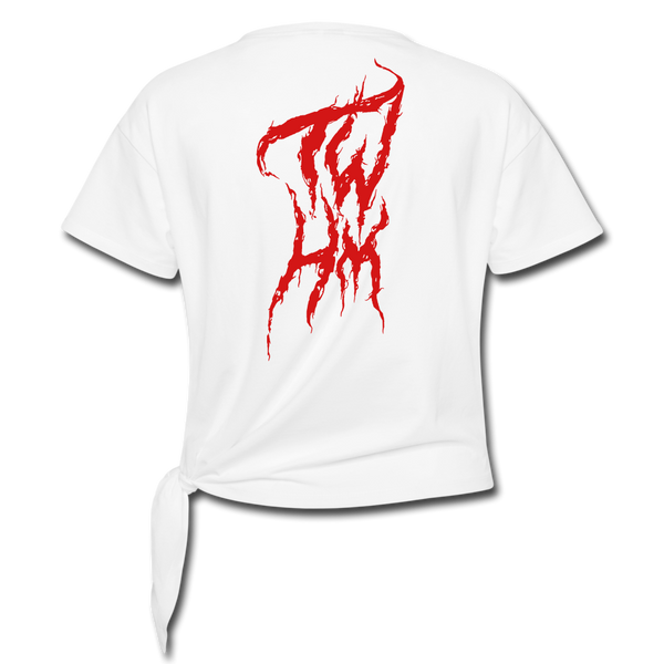 TWHM Fire Graffiti Women's Knotted T-Shirt - white