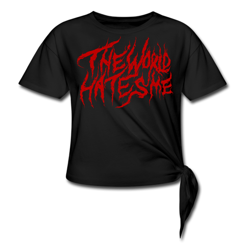 TWHM Fire Graffiti Women's Knotted T-Shirt - black