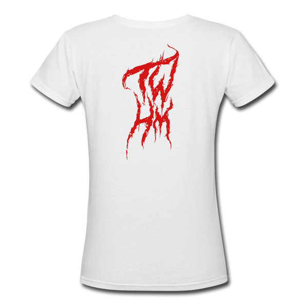 TWHM Fire Graffiti Women's V-Neck T-Shirt - white