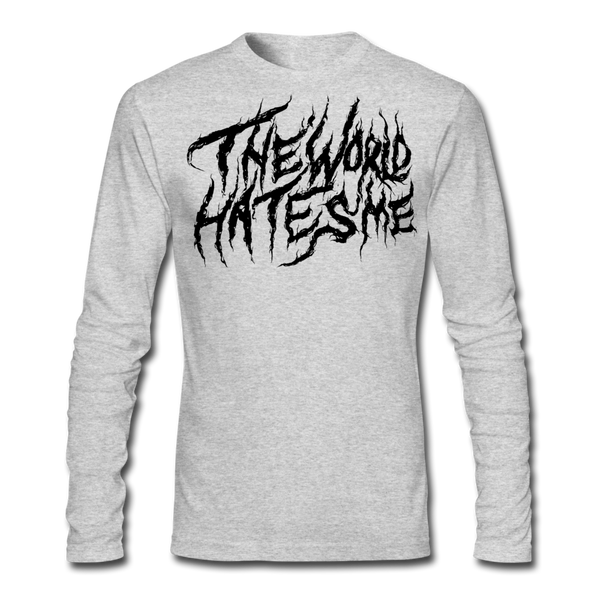 TWHM Fire Graffiti Black Letter Men's Long Sleeve T-Shirt by Next Level - heather gray