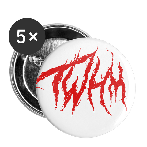 TWHM Fire Graffiti Buttons large 2.2'' (5-pack) - white