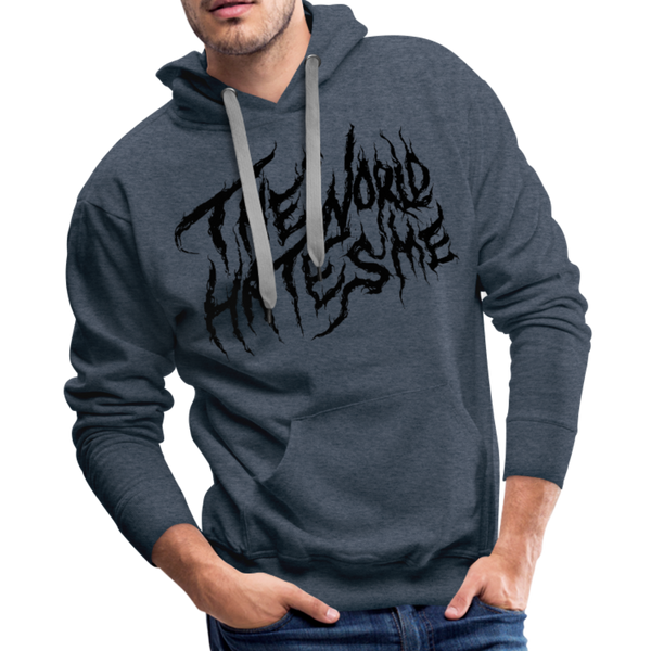 TWHM Fire Graffiti Black Letter Men’s Premium Hoodie - heather denim