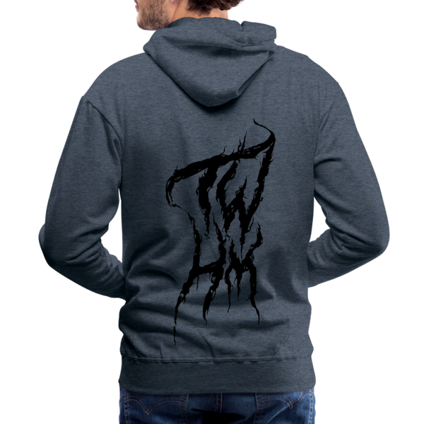 TWHM Fire Graffiti Black Letter Men’s Premium Hoodie - heather denim