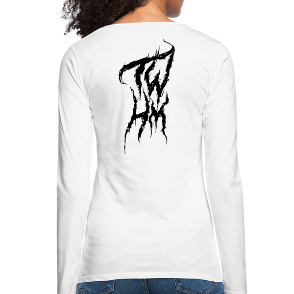 TWHM Fire Graffiti Black Letter Women's Premium Long Sleeve T-Shirt - white