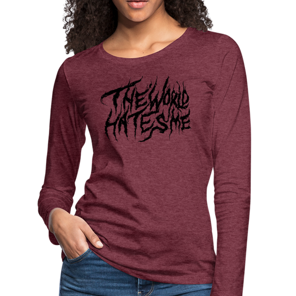 TWHM Fire Graffiti Black Letter Women's Premium Long Sleeve T-Shirt - heather burgundy