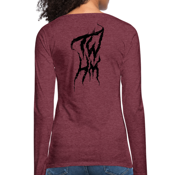 TWHM Fire Graffiti Black Letter Women's Premium Long Sleeve T-Shirt - heather burgundy