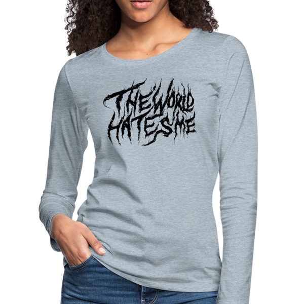 TWHM Fire Graffiti Black Letter Women's Premium Long Sleeve T-Shirt - heather ice blue