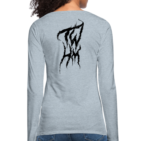 TWHM Fire Graffiti Black Letter Women's Premium Long Sleeve T-Shirt - heather ice blue