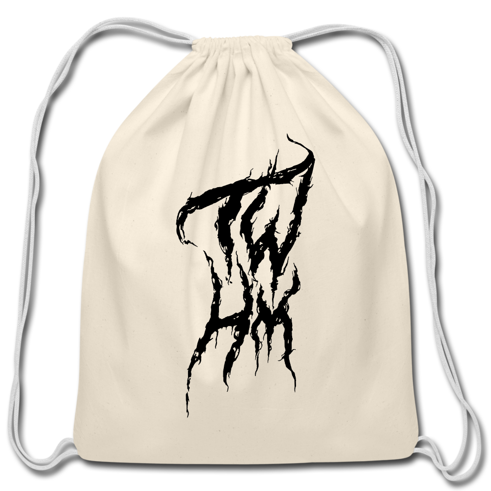 TWHM Fire Graffiti Black Letter Cotton Drawstring Bag - natural