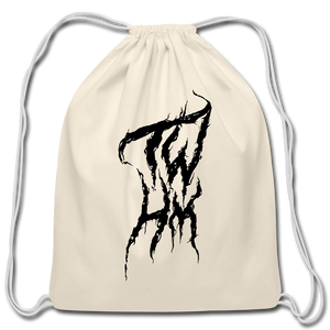 TWHM Fire Graffiti Black Letter Cotton Drawstring Bag - natural