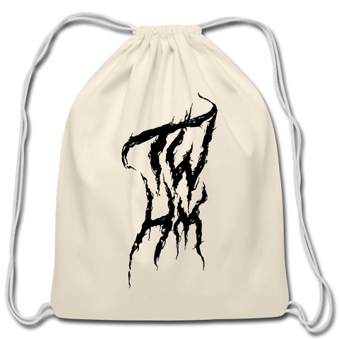 TWHM Fire Graffiti Black Letter Cotton Drawstring Bag - natural