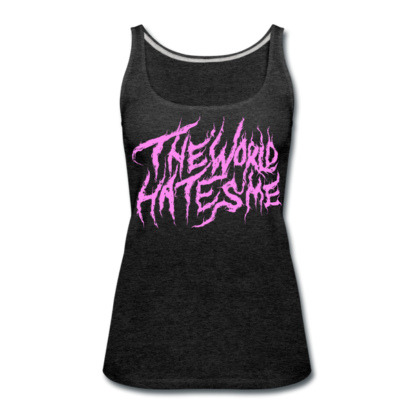 TWHM Fire Graffiti Pink Letter Women’s Premium Tank Top - charcoal gray