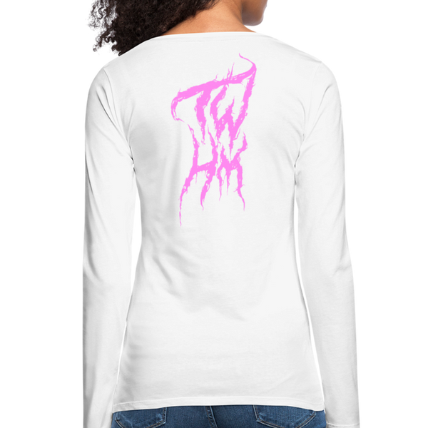 TWHM Fire Graffiti Pink Letter Women's Premium Long Sleeve T-Shirt - white