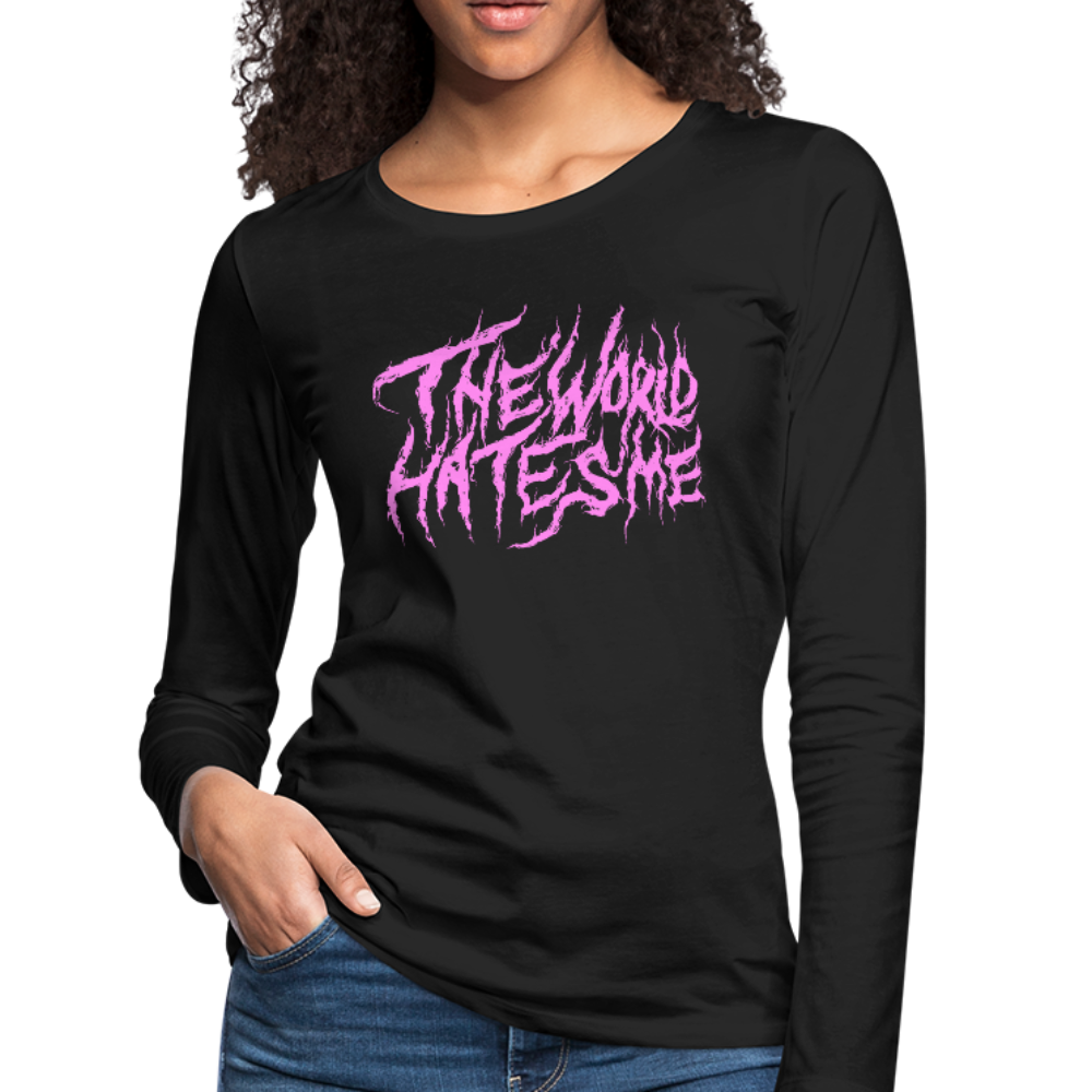 TWHM Fire Graffiti Pink Letter Women's Premium Long Sleeve T-Shirt - black