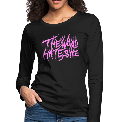 TWHM Fire Graffiti Pink Letter Women's Premium Long Sleeve T-Shirt - black