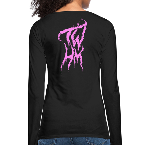 TWHM Fire Graffiti Pink Letter Women's Premium Long Sleeve T-Shirt - black