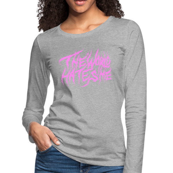 TWHM Fire Graffiti Pink Letter Women's Premium Long Sleeve T-Shirt - heather gray