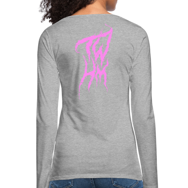 TWHM Fire Graffiti Pink Letter Women's Premium Long Sleeve T-Shirt - heather gray