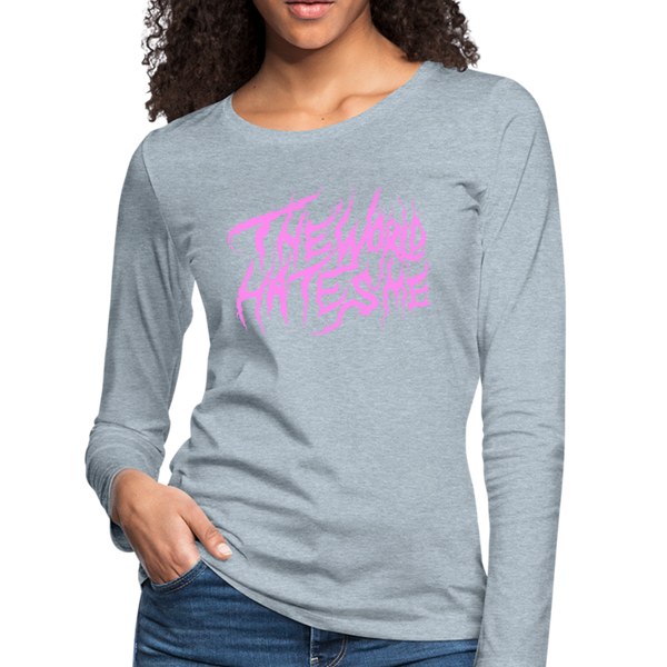 TWHM Fire Graffiti Pink Letter Women's Premium Long Sleeve T-Shirt - heather ice blue