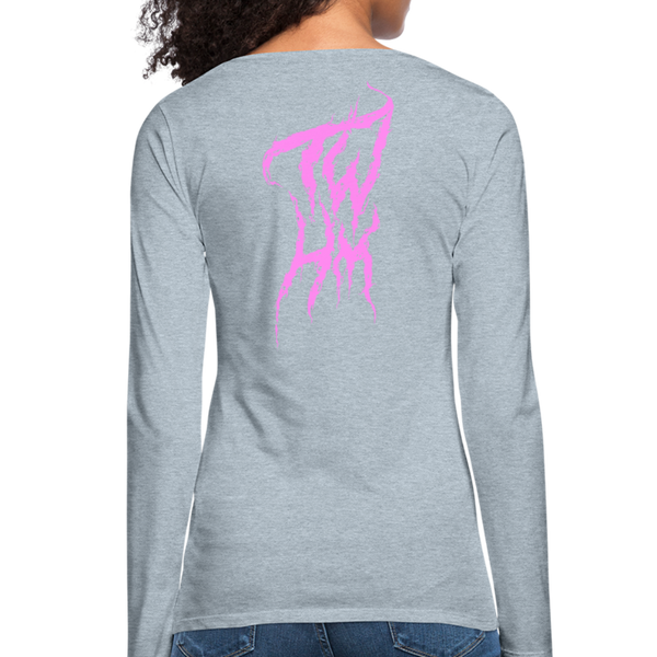 TWHM Fire Graffiti Pink Letter Women's Premium Long Sleeve T-Shirt - heather ice blue