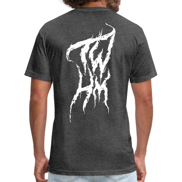 TWHM Fire Graffiti White Letter Fitted Cotton/Poly T-Shirt by Next Level - heather black