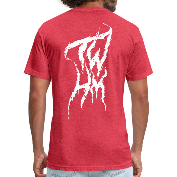 TWHM Fire Graffiti White Letter Fitted Cotton/Poly T-Shirt by Next Level - heather red
