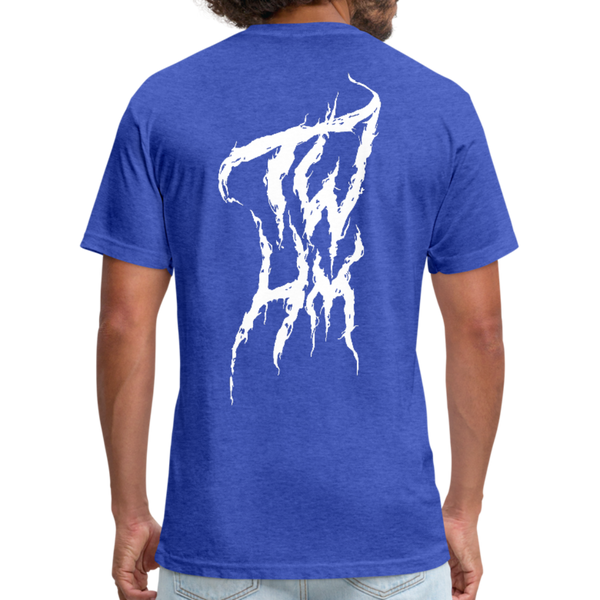 TWHM Fire Graffiti White Letter Fitted Cotton/Poly T-Shirt by Next Level - heather royal