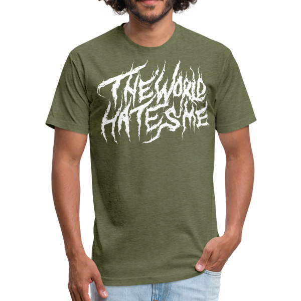 TWHM Fire Graffiti White Letter Fitted Cotton/Poly T-Shirt by Next Level - heather military green