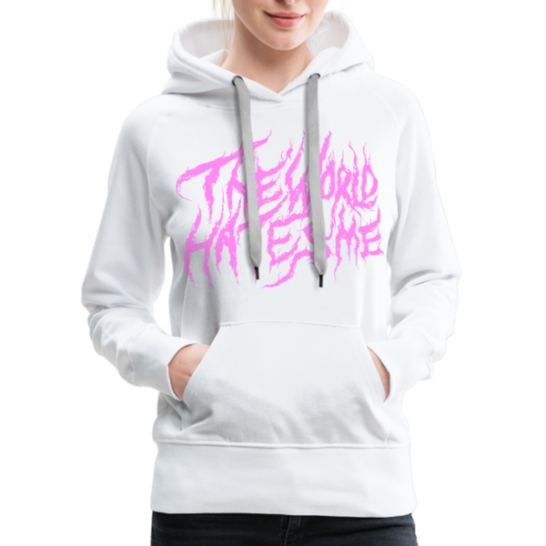 TWHM Fire Graffiti Pink Letter Women’s Premium Hoodie - white